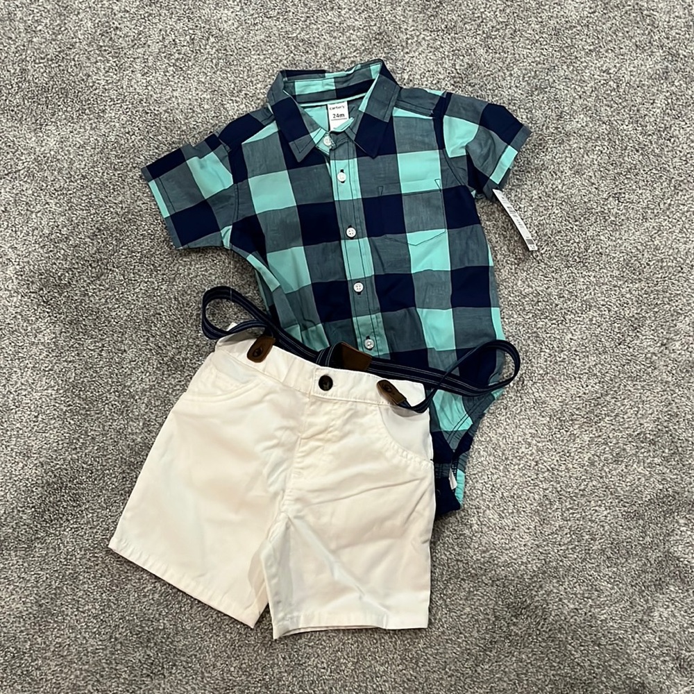 Baby boy outfit with suspenders